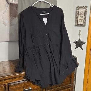 Torrid Black Button Down Babydoll Top 0